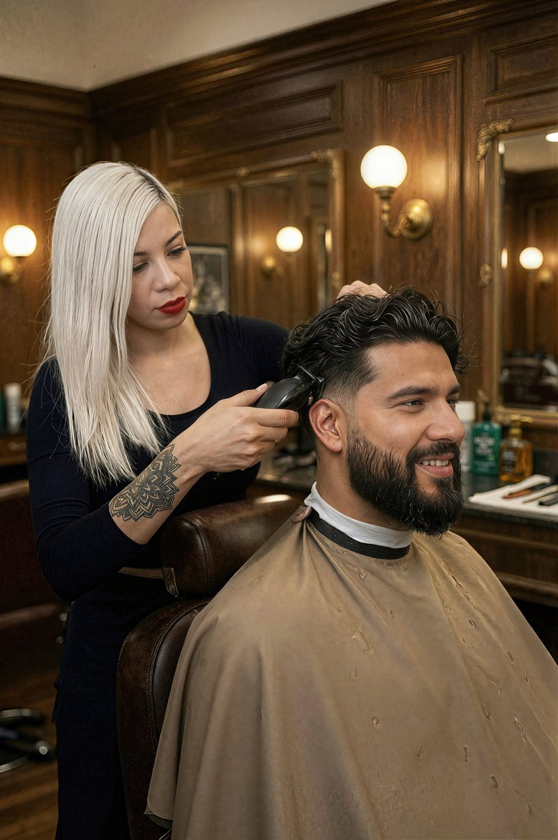 Professional barber at work